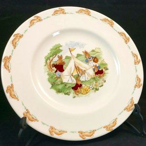 Royal Doulton BUNNYKINS  Family Camping Bone China 8" Plate Blue dot